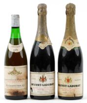 Two bottles of vintage Bouvet-Ladubay Champagne and a bottle of 1975 Chateauneuf-du-Pape : For