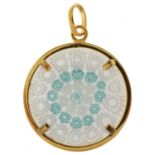 Italian Millefiori glass pendant with silver gilt mount, 3cm high, 5.5g : For further information on