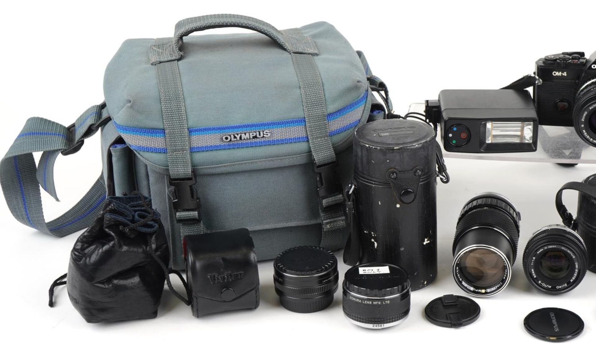 Canon OM-4 camera with various lenses and accessories, some with boxes : For further information - Image 2 of 3