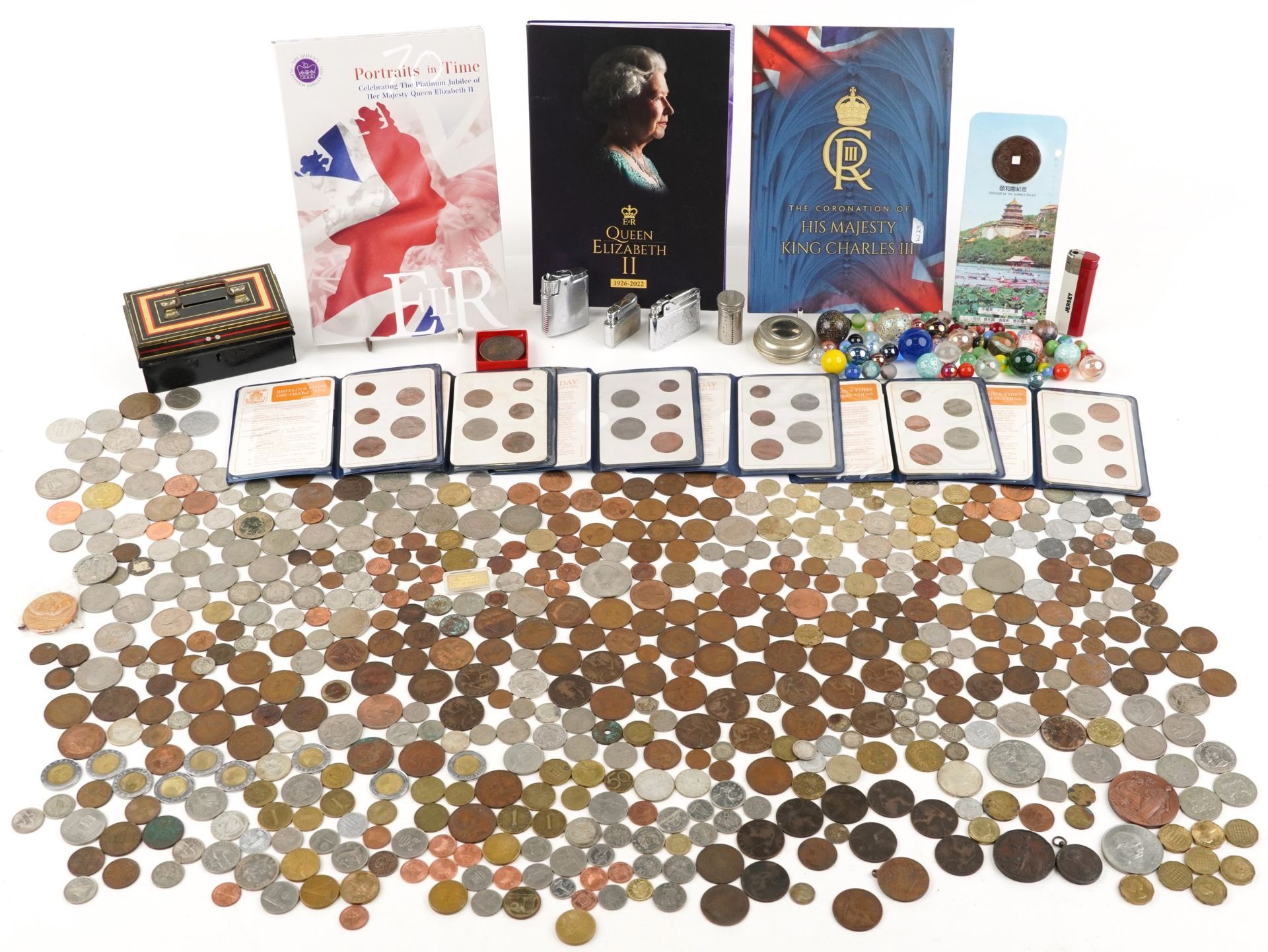Collection of antique and later coinage and glass marbles : For further information on this lot