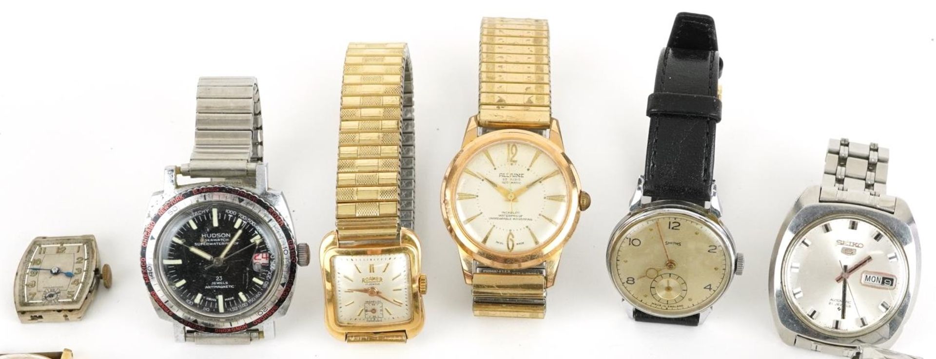 Fourteen vintage gentlemen's wristwatches and a watch movement including Hudson Seawatch, Smiths, - Image 2 of 4