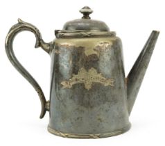 Advertising interest The New Gallery silver plated hot water pot by Walker & Hall, 19cm high : For
