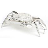 Novelty silver plated trinket box in the form of a crab, 11cm wide : For further information on this