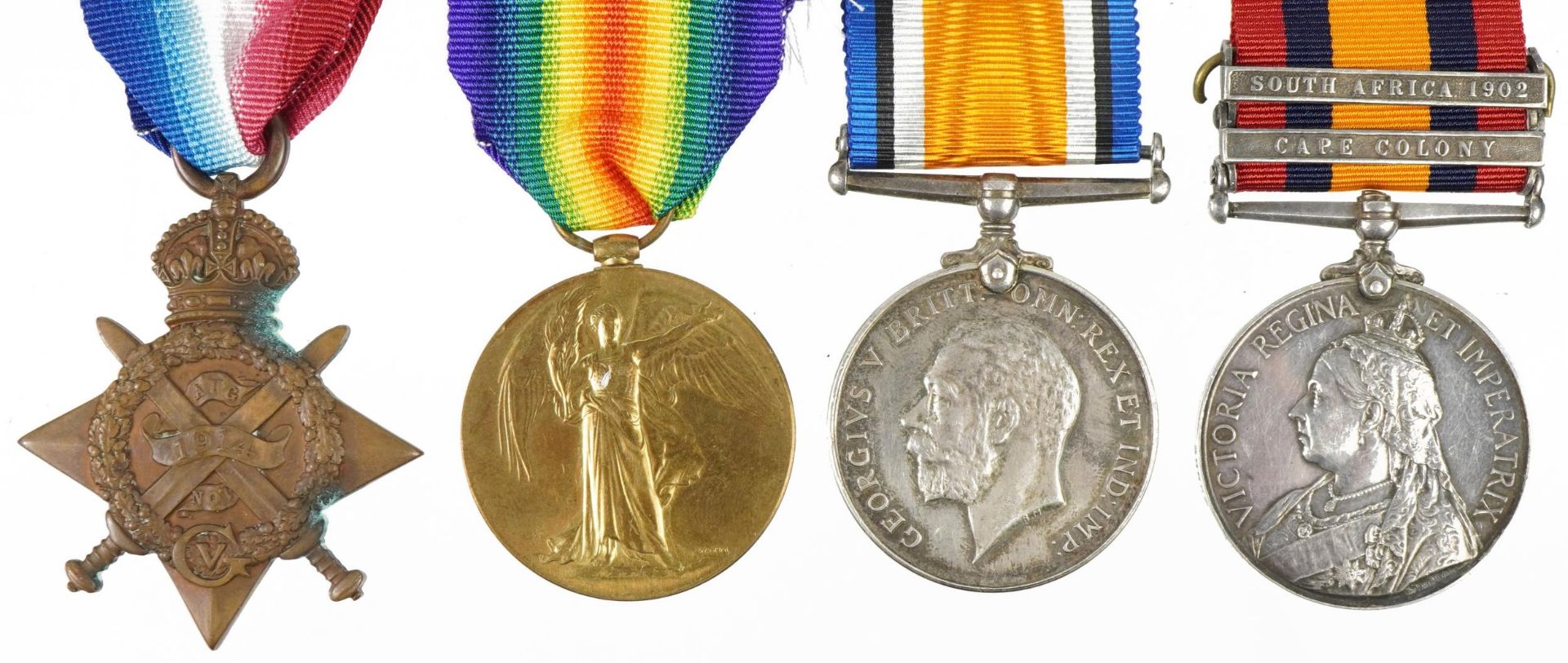 Victorian and later British military four medal group relating to R J Lyons comprising Queen's South