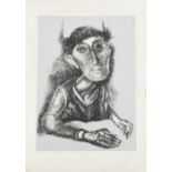 Eren Eyuboglu - Portrait of a devil, continental pencil signed screen print, limited edition 51/100,