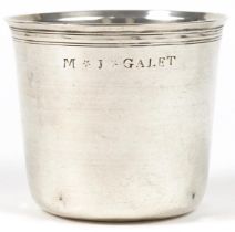 Antique French silver beaker, impressed marks to the base, 6cm high, 64.4g : For further information