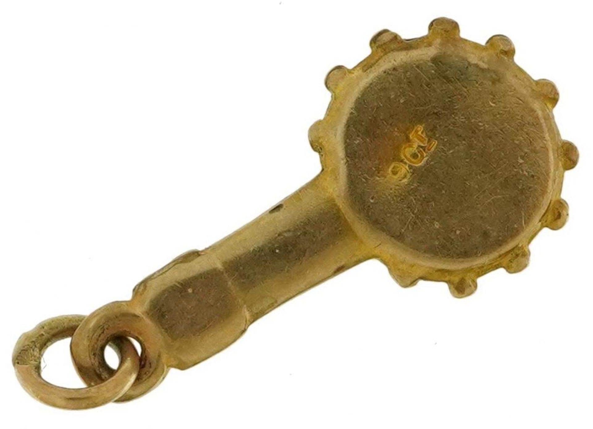 9ct gold banjo charm, 1.9cm high, 0.7g : For further information on this lot please visit - Image 2 of 3