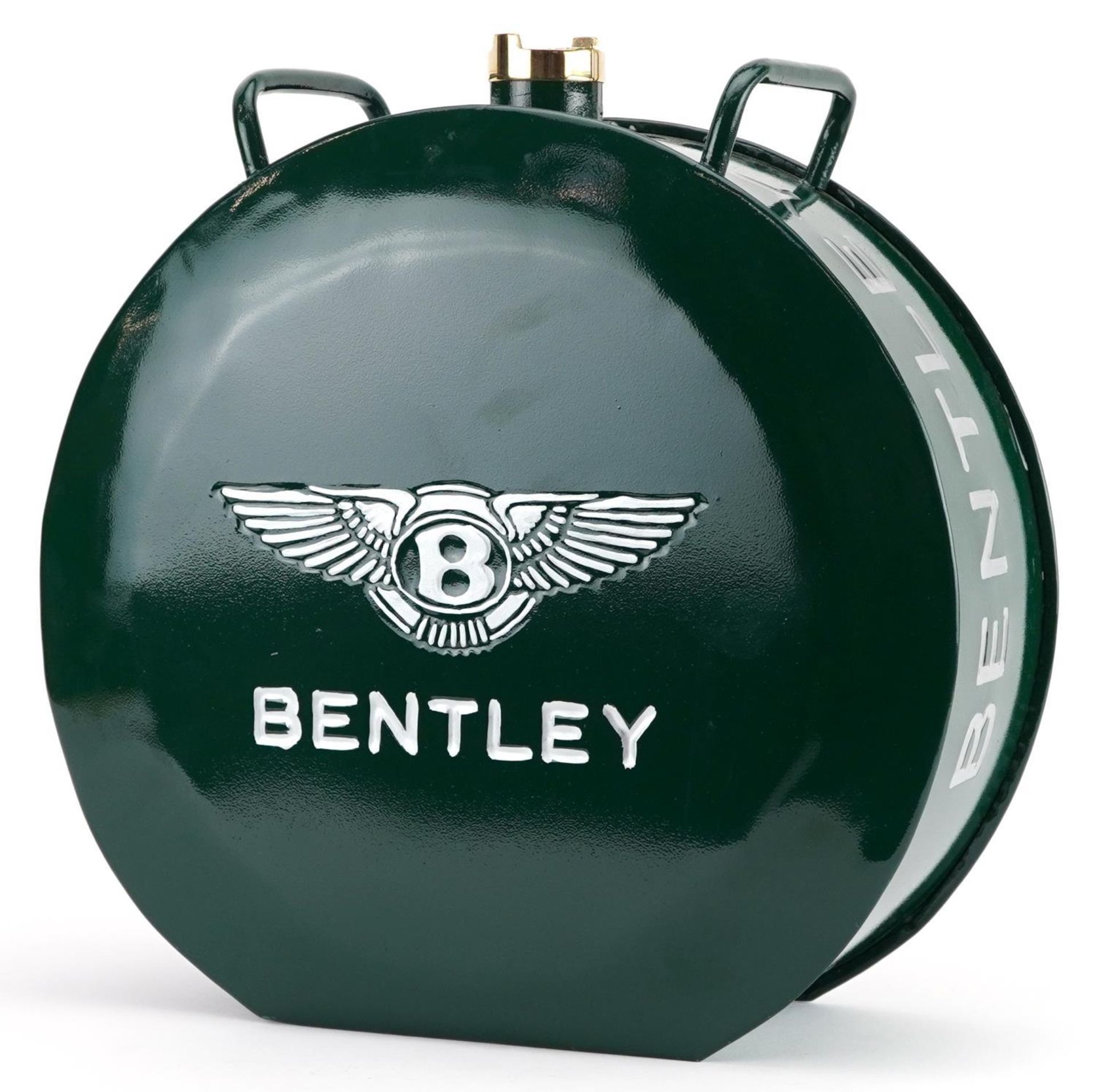 Automobilia interest hand painted Bentley design fuel can, 35.5cm high : For further information