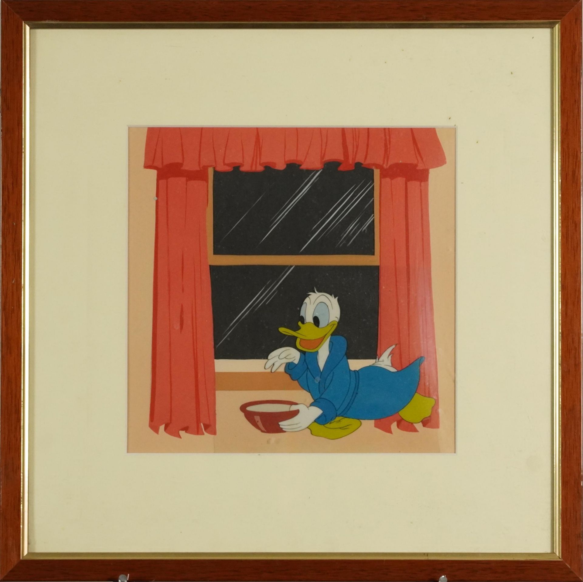 Donald Duck, vintage Disney film cell, mounted, framed and glazed, 21cm x 21cm excluding the mount - Bild 2 aus 3