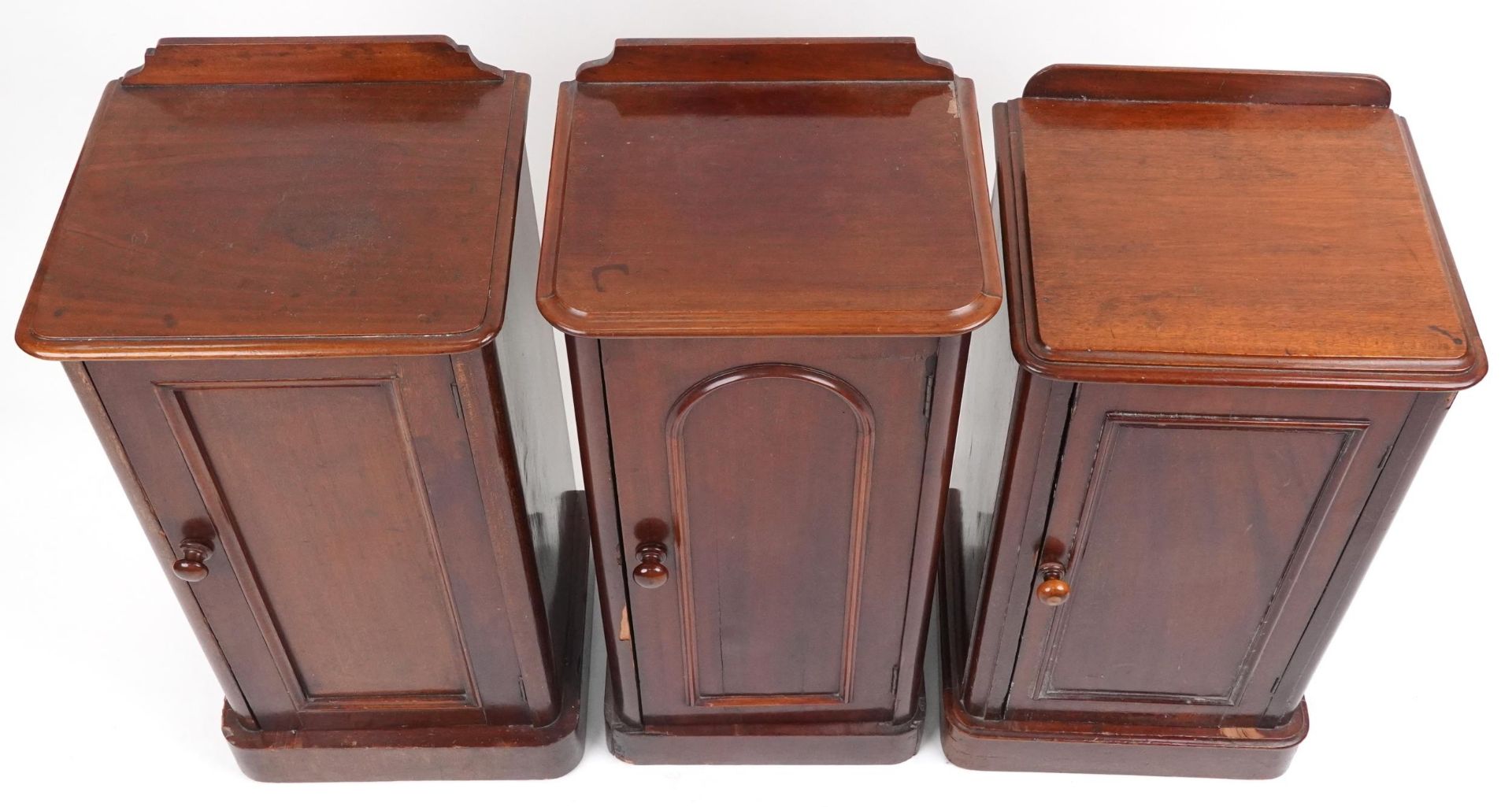 Three Victorian mahogany pot cupboards, the largest 76cm high : For further information on this - Image 3 of 4