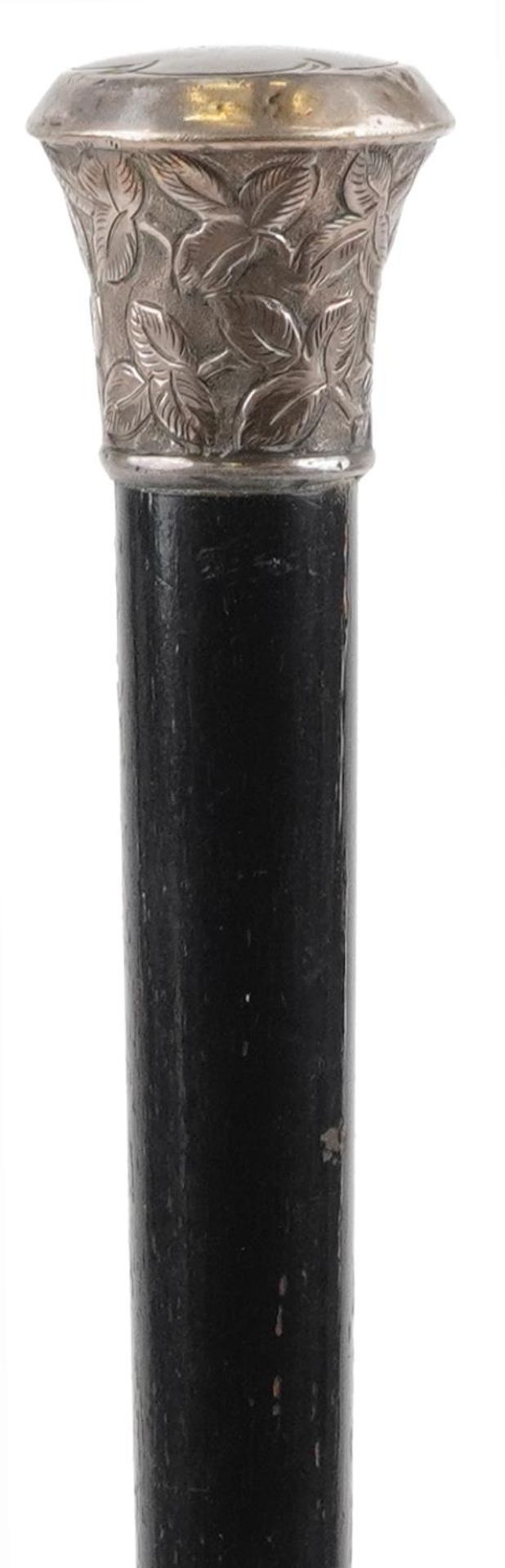 Victorian ebonised conductors baton with silver mounts, London 1859, 52cm in length : For further