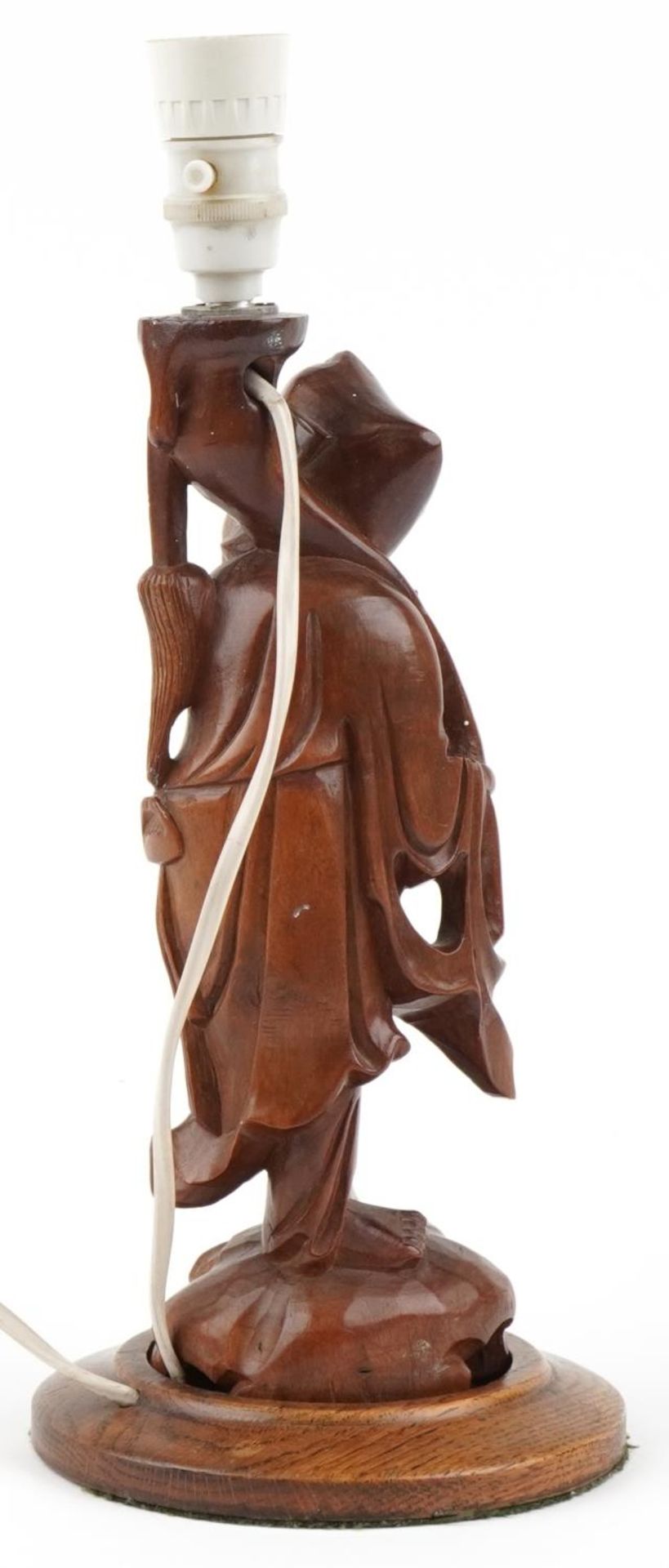 Chinese carved root wood table lamp in the form of an elder, 38.5cm high : For further information - Bild 3 aus 5