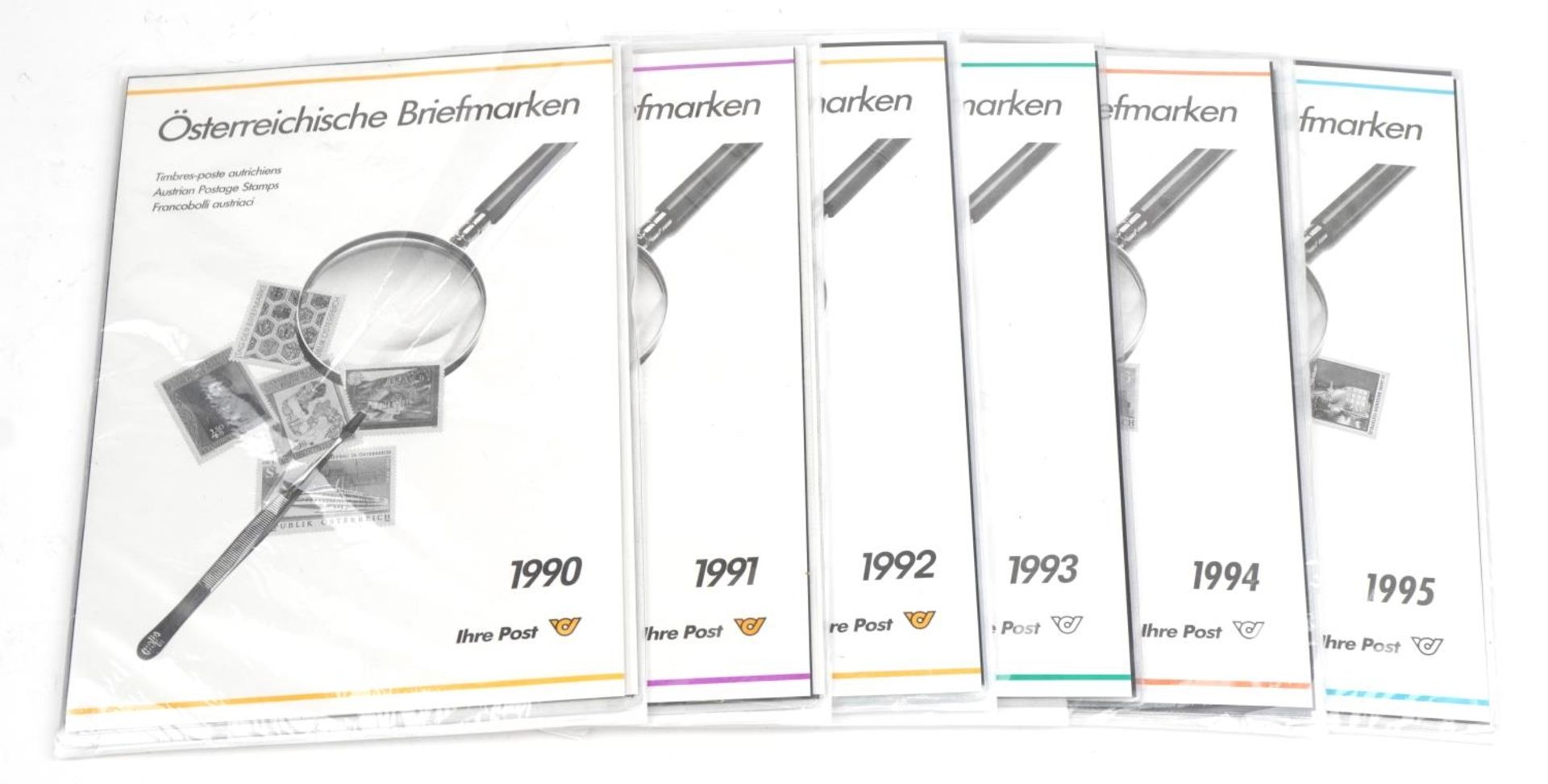 Six Austrian year packs with unmounted stamps, 1990-1995, face value £481.60 : For further - Bild 6 aus 6