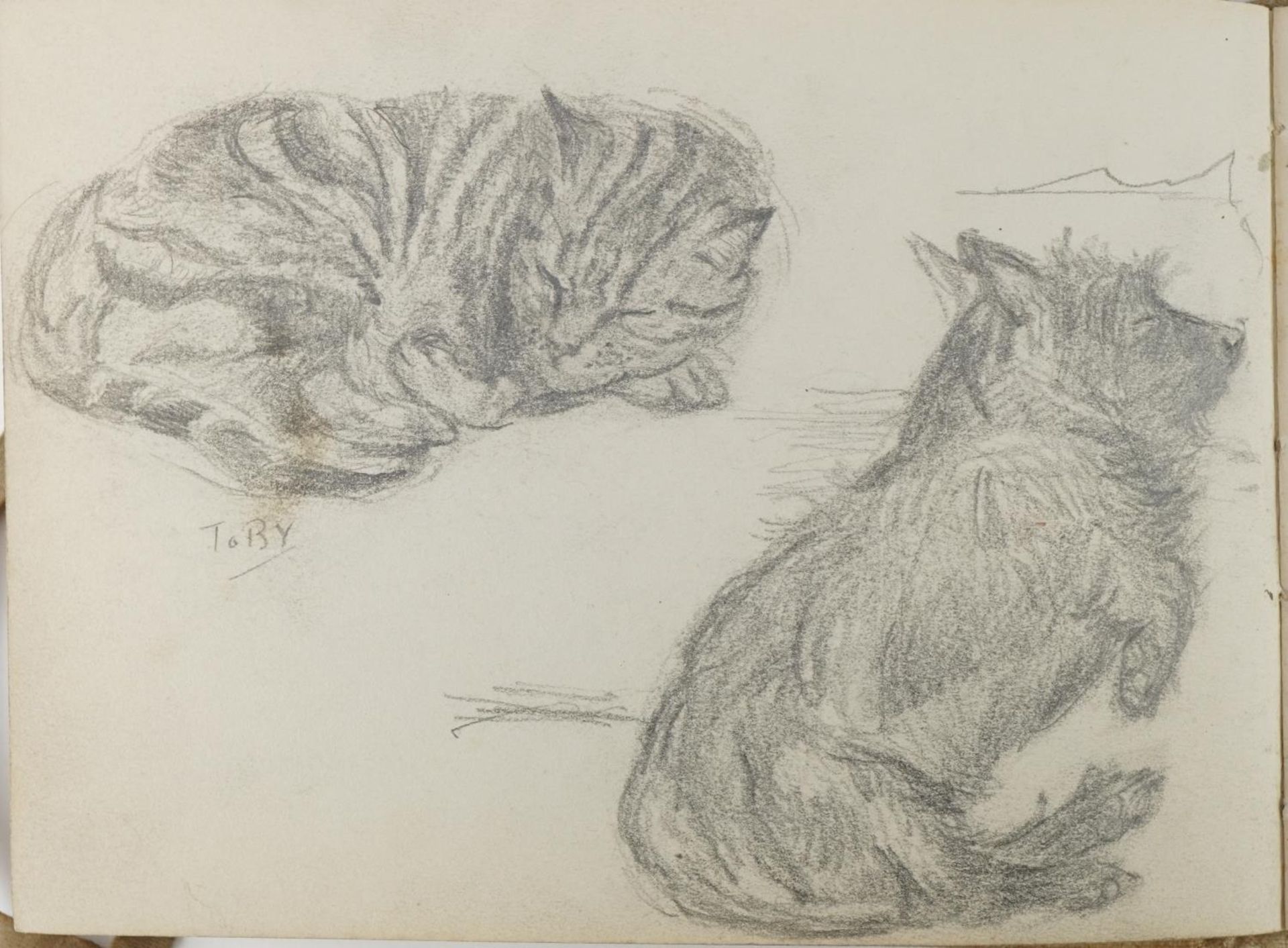 Four early 20th century sketchbooks housing various pencil sketches including animals and life - Image 6 of 9