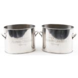 Pair of Alfred Gratien design silver plated Champagne ice buckets with twin handles, 18cm high x