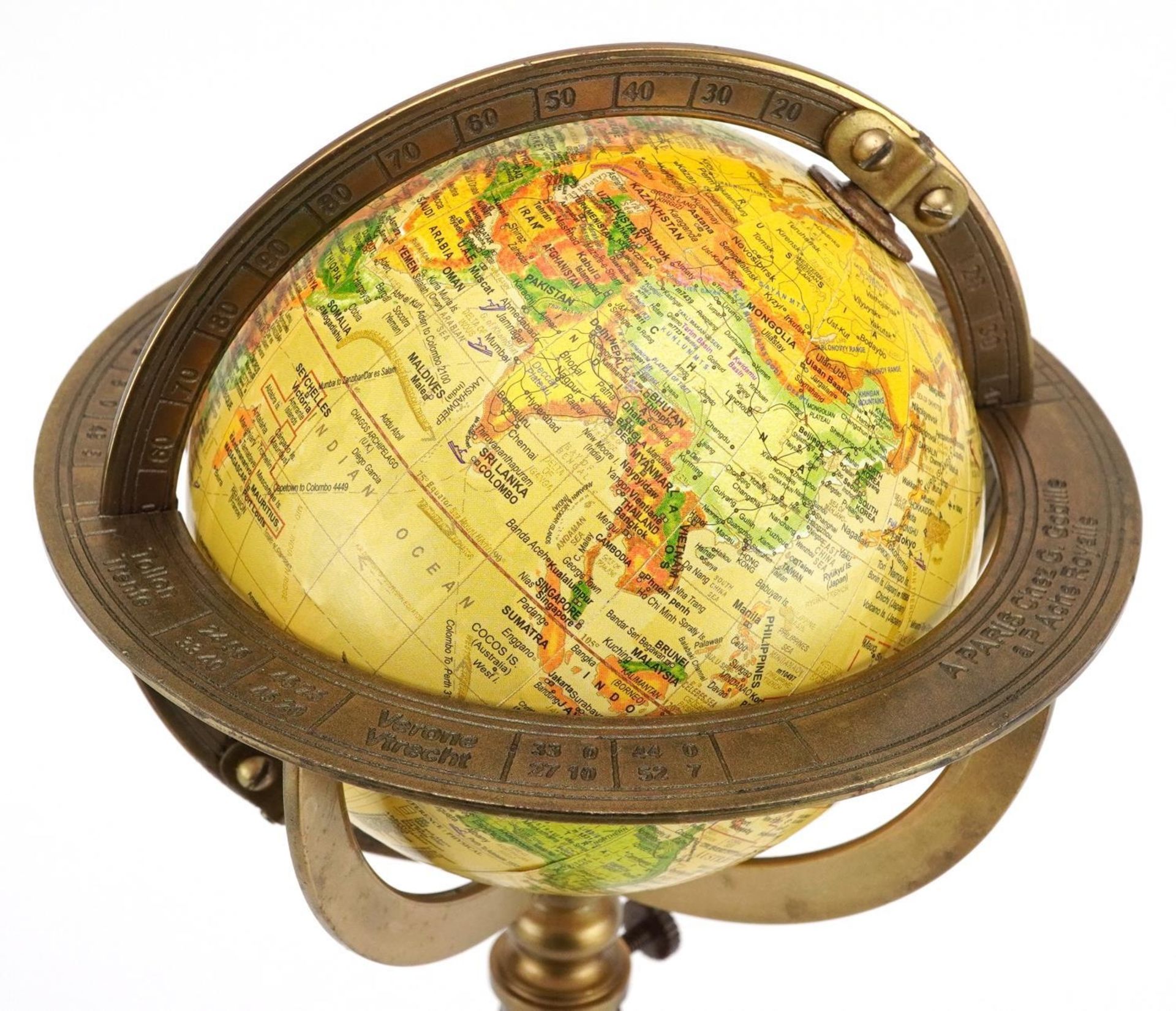 19th century style desk terrestrial globe with bronzed mounts, 40cm high : For further information - Bild 2 aus 4