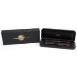 Parker Duofold fountain pen with 14k gold nib and propelling pencil with case and box : For