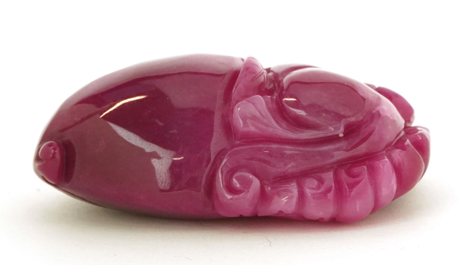 Chinese pink tourmaline pendant carved with a dragon and fruit, 6.5cm high : For further information - Image 5 of 6