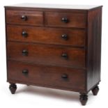 Victorian mahogany five drawer chest, 106cm H x 100cm W x 50cm D : For further information on this