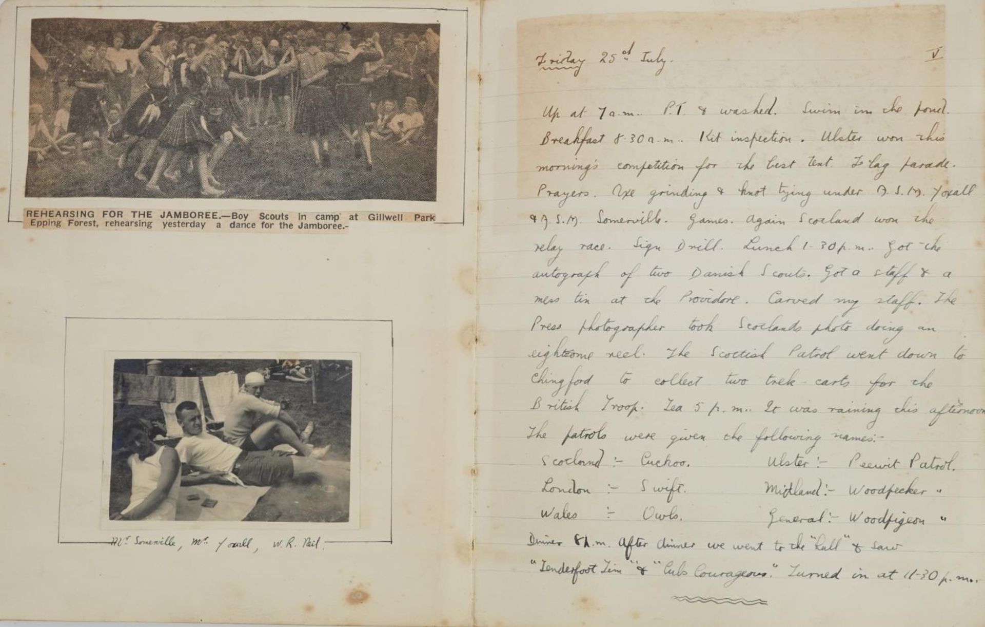 Early 20th century notebook for Recognised Scout Officers training camps relating to William Russell - Image 7 of 16