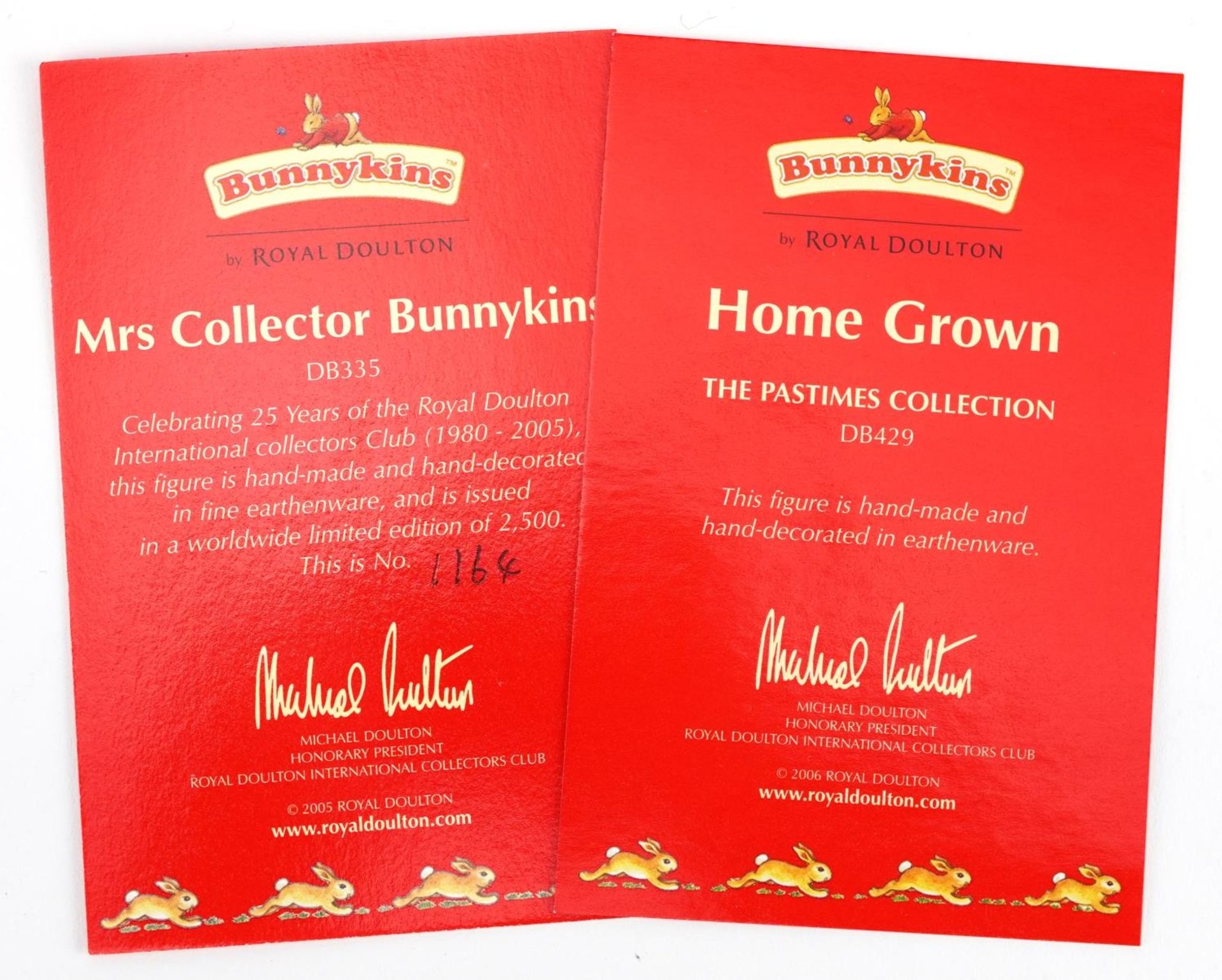 Three Royal Doulton Bunnykins figures, two with certificates, comprising Collector Bunnykins, Home - Bild 4 aus 4