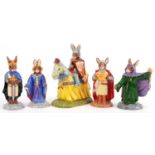 Five Royal Doulton Bunnykins figures from the Arthurian Legends Collections with certificates