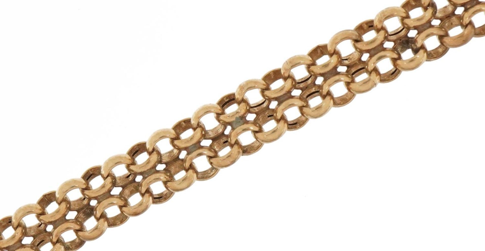 9ct gold two row Belcher link bracelet, 18cm in length, 4.3g : For further information on this lot