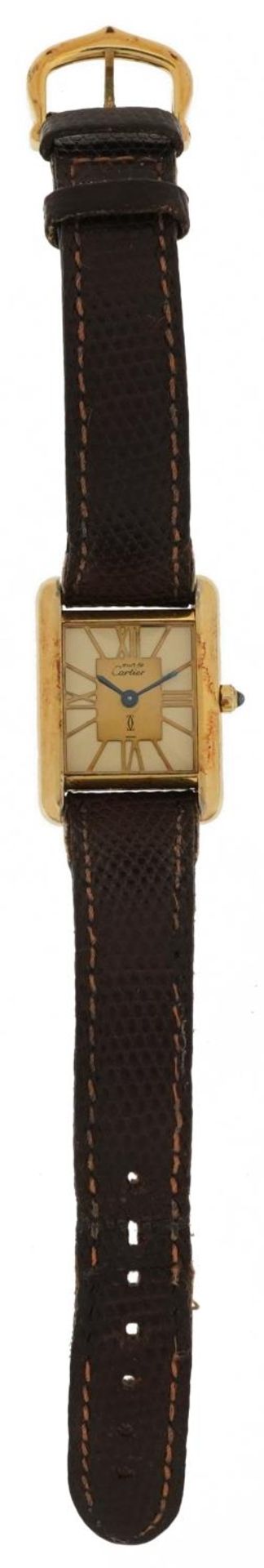 Cartier, ladies Must de Cartier silver gilt wristwatch with box and paperwork, 20mm wide : For - Image 3 of 7