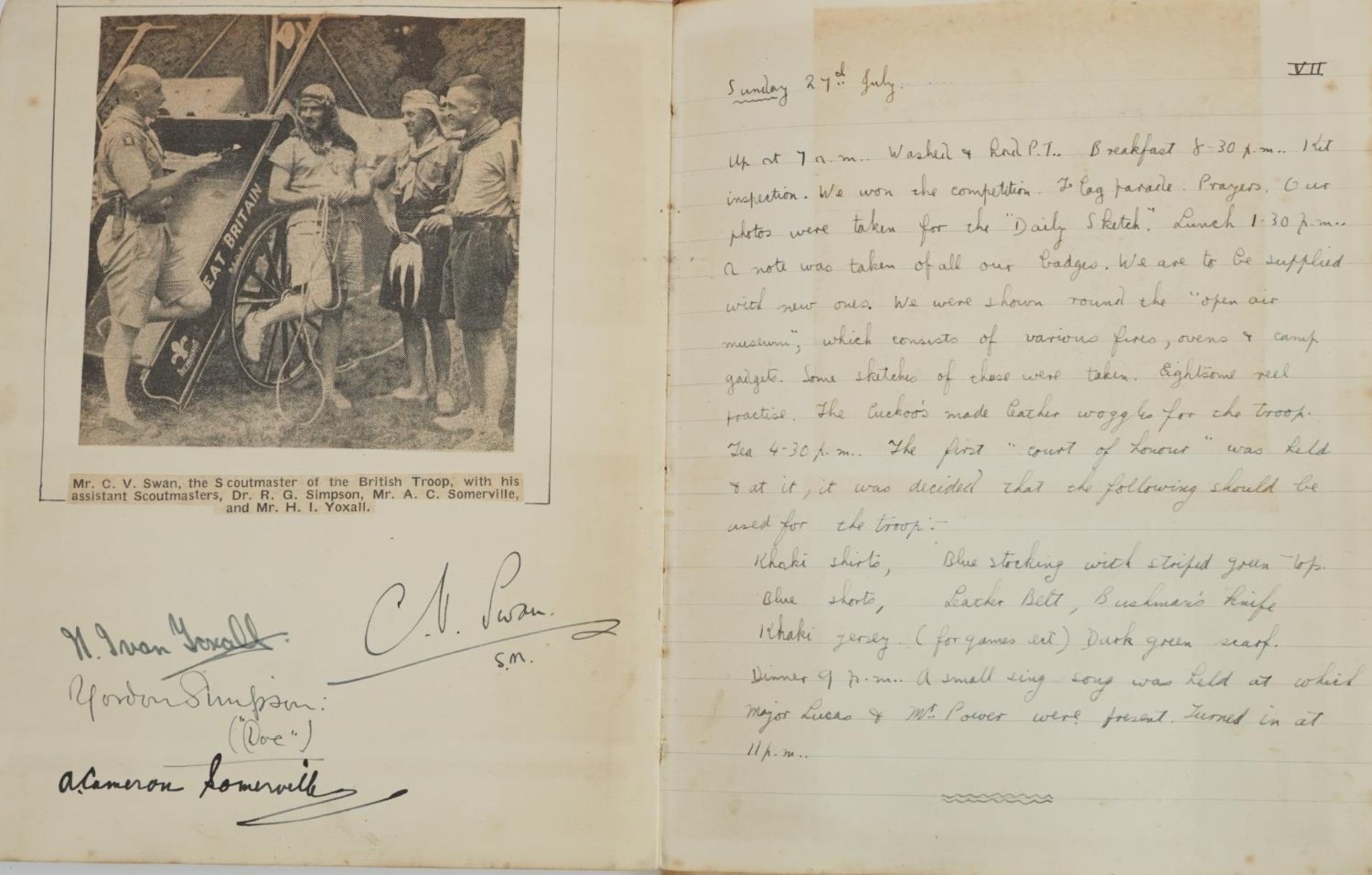 Early 20th century notebook for Recognised Scout Officers training camps relating to William Russell - Image 8 of 16