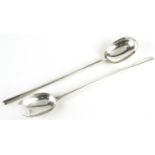 Pair of Modernist Danish silver plated salad servers, each 31cm in length : For further
