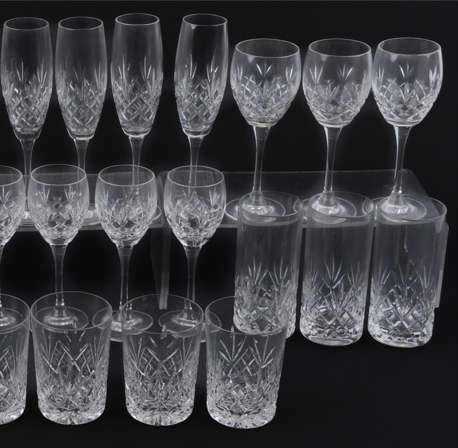 Five sets of six cut glasses including tumblers, wine glasses and Champagne flutes, the largest each - Bild 3 aus 3