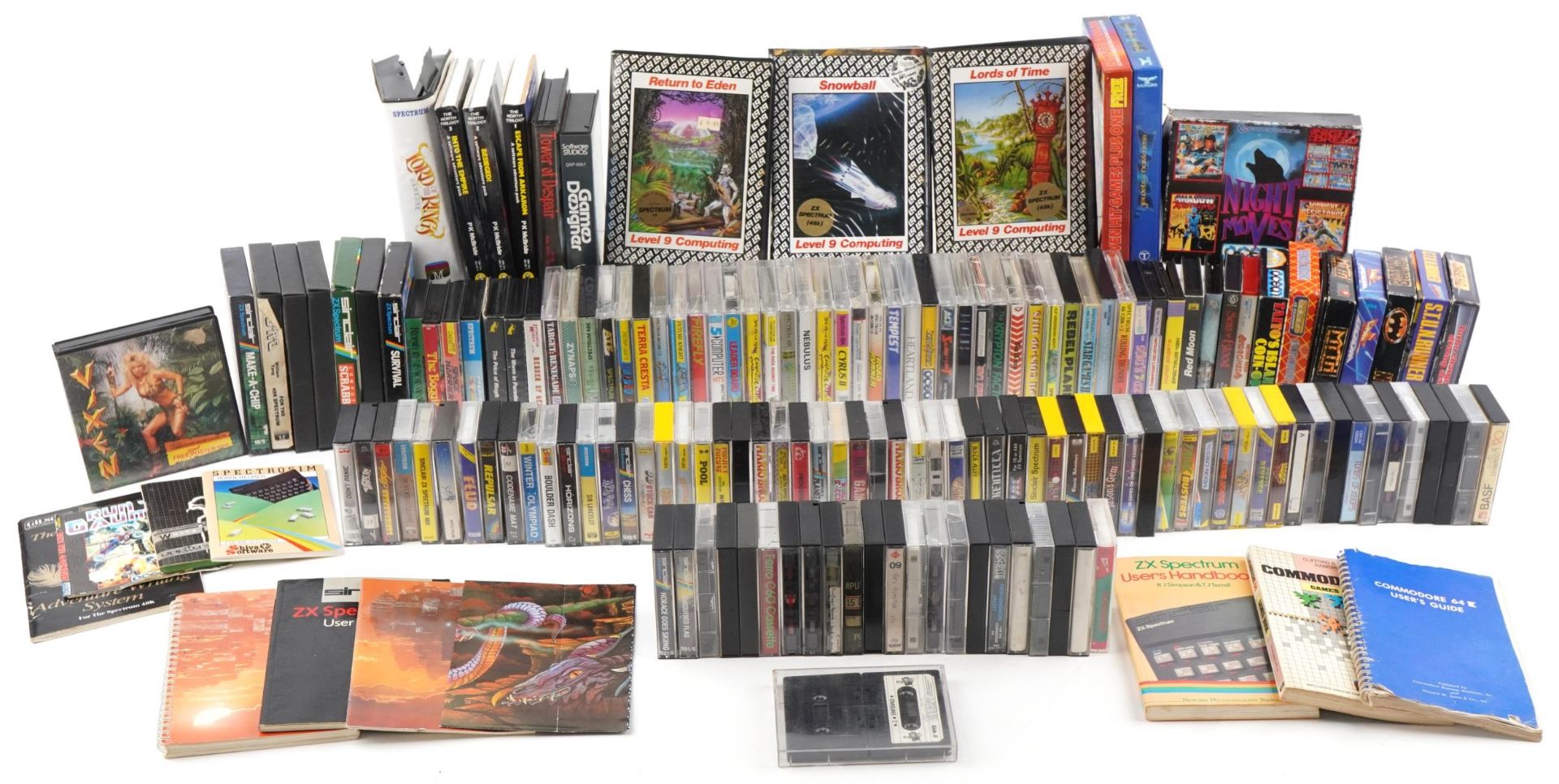 Extensive collection of predominantly vintage Spectrum games, mostly with boxes and cases, including