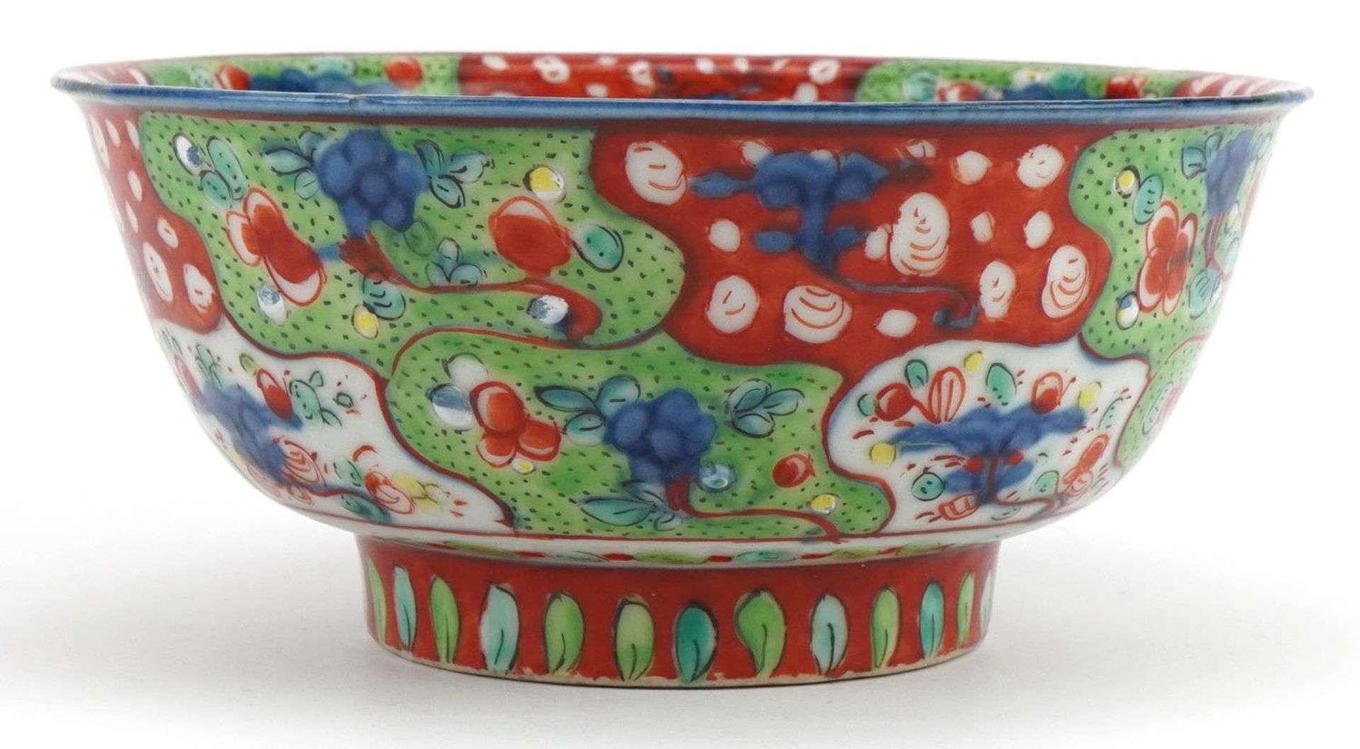 Chinese doucai porcelain bowl hand painted with flowers, 16.5cm in diameter : For further