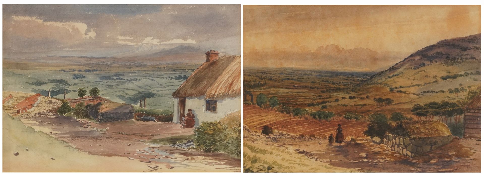 G F Granville - View near Belfast with The Morn Mountains in the distance and one other, pair of