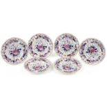 Grangers Worcester, set of six Victorian cabinet plates decorated with flowers within gilt