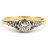 18ct gold diamond solitaire ring, size L, 2.3g : For further information on this lot please visit