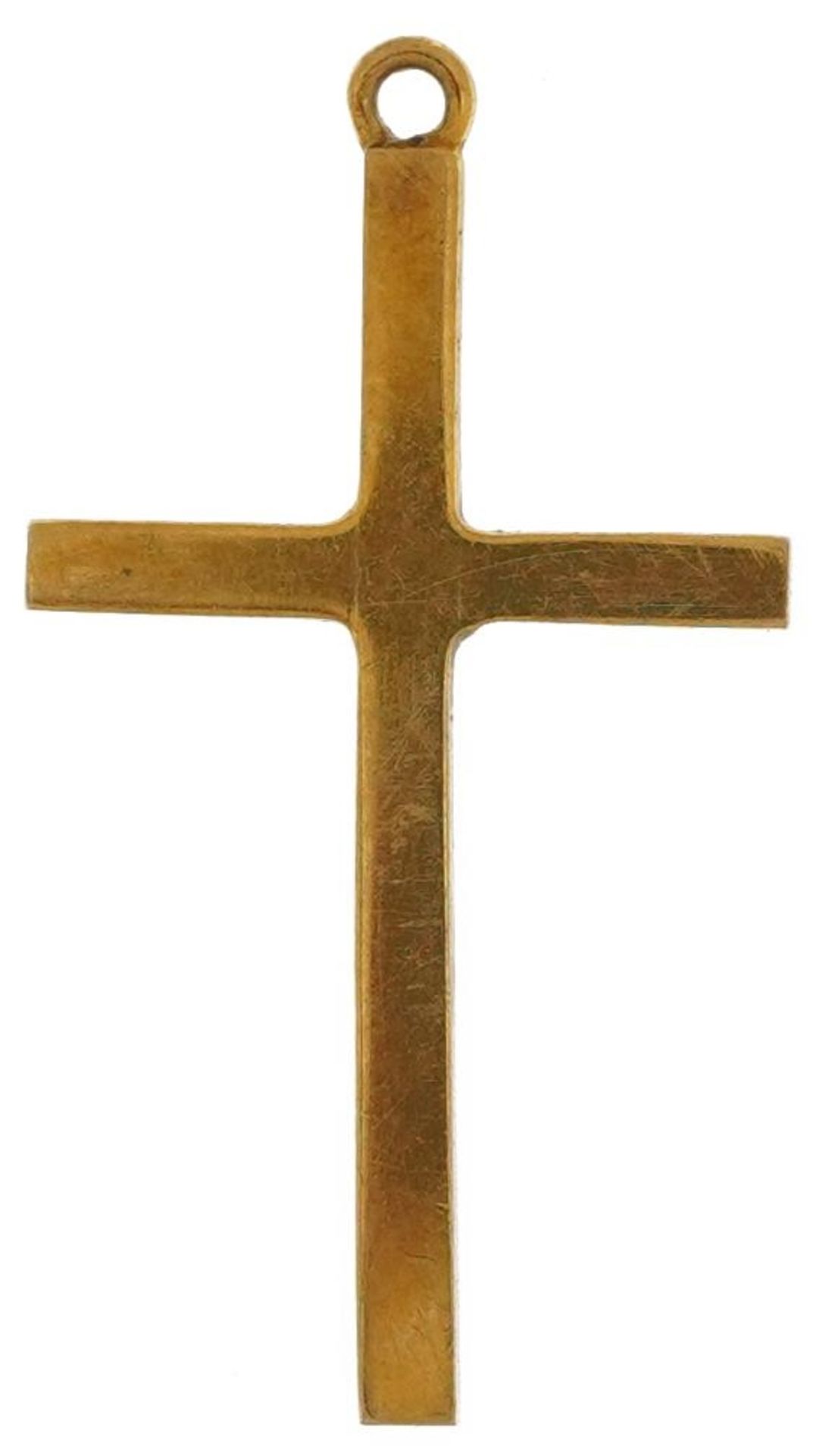 9ct gold engine turned cross pendant, 2.7cm high, 1.3g : For further information on this lot - Image 2 of 3