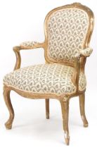 French gilt framed elbow chair with floral upholstery, 99cm high : For further information on this