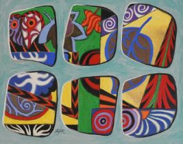 Manner Eileen Agar - Abstract composition, gouache, pastel and ink, mounted, framed and glazed, 45.