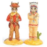 Pair of Royal Doulton Bunnykins figures comprising Indian Bunnykins DB202 and Cowboy Bunnykins