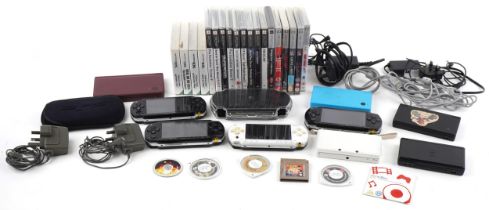 Hand held games consoles, accessories and games including Sony PSP, Nintendo DS XL, Nintendo DS Lite