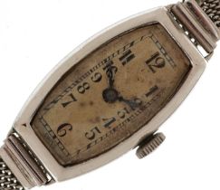 Rolex, Art Deco ladies 18ct white gold manual wristwatch with 18ct white gold strap, 15mm wide,