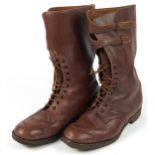 Pair of British military interest World War II dispatch rider's boots, size 9 : For further