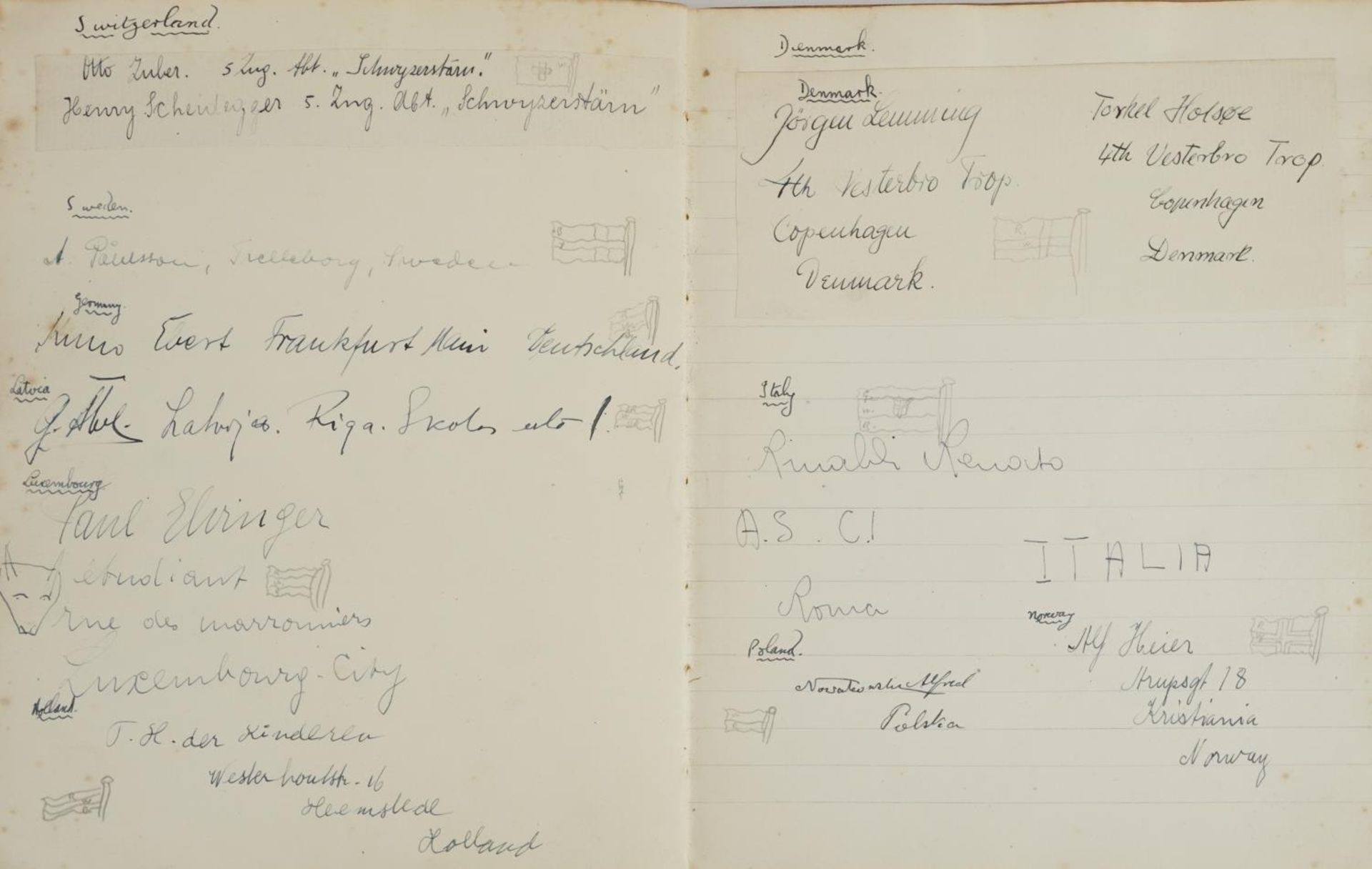 Early 20th century notebook for Recognised Scout Officers training camps relating to William Russell - Image 13 of 16