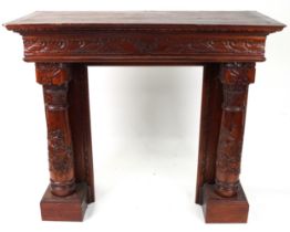 Large carved mahogany fire surround, 135cm H x 156cm W x 71cm D : For further information on this