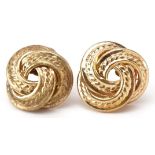 Pair of 9ct gold knot design stud earrings, 8.5mm in diameter, 0.5g : For further information on