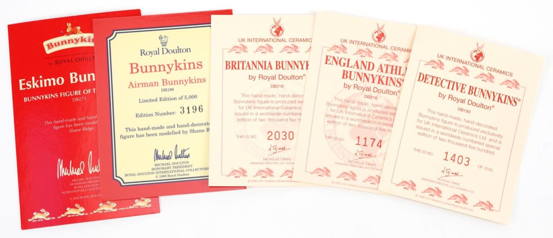 Seven Royal Doulton Bunnykins figures, five with certificates, comprising Detective Bunnykins, Astro - Bild 6 aus 6