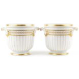 Vista Alegre, pair of Portuguese gilded cache pots with twin handles, each 18.5cm high : For further