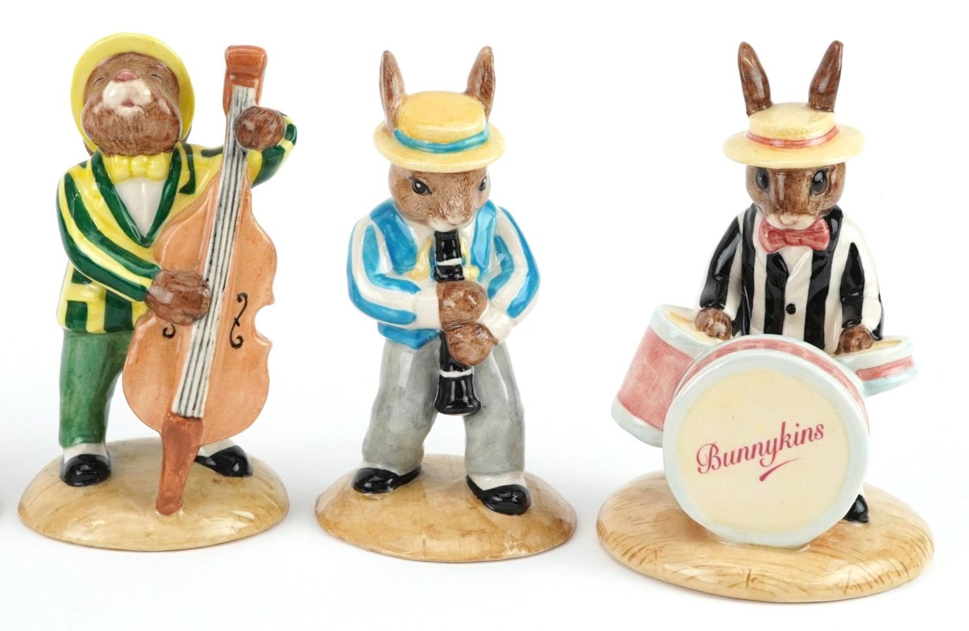 Six Royal Doulton Bunnykins jazz band figures with certificates comprising Saxophone Player - Bild 3 aus 7