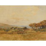 Patrick Lewis Forbes - Rural landscape with cattle, signed watercolour, mounted, framed and
